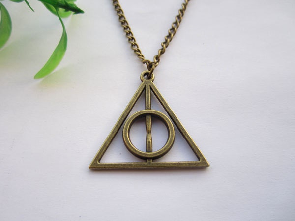 Harry potter spring--Deathly Hallows necklace, charm pendant,antique bronze necklace,alloy necklace,alloy chain