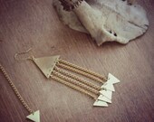 Artemis asymmetric earrings - Handmade brass triangle
