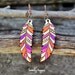 Purple Wood native earrings - feather (laser cut)