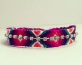 Friendship bracelet, Rhinestone friendship bracelet, rainbow bracelet, neon friendship bracelet, statement jewelry, rhinestone bracelet