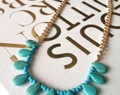 Bermuda Necklace: Rose gold chain with drops of turquoise