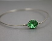 Stacking Bangle - Peridot Bangle Bracelet - Silver Bangle - Bridesmaid Jewelry - Green Crystal Bracelet