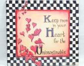 Handpainted Whimsical Wooden Sign Heart  Anniversary Wedding Beth Baker Furniture Office Home Decor -- Free Priority Shipping Included