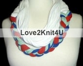 White/Red/Green Infinity Scarf Unisex Cowl Necklace Circle Scarf Boho Chic Fashion Necklace Braided Tribal Unique Scarf Love2Style4UFashion