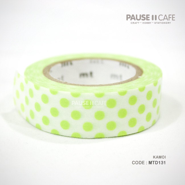 Lime Polkadots MT08D131 15mm x 10m Japanese Washi Kamoi