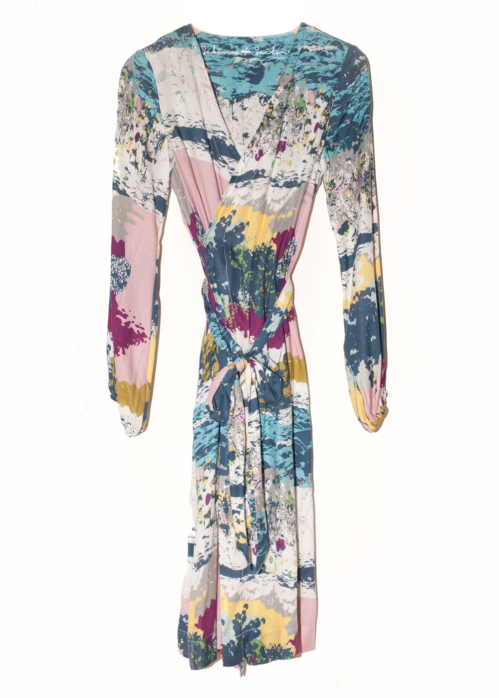 Flora Robe in Black and Strata - size small