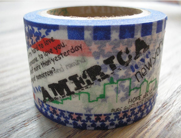 AMERICA MEGA ROLL Wide Washi Tape - Pattern Masking Tape - 30mm x 10m