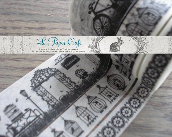 VINTAGE GARDEN TRIO washi Tape - Pattern Masking Tape - 30mm x 10m/15mm x 10m/10mm x 10m