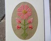 Cross Stitch Card Carnation Dianthus Traditional Croatian Embroidery