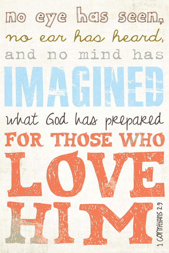 Scripture Art, Bible Verse Art, Faith Based Art, 1 Corinthians 2:9, 10x15 art print on wood