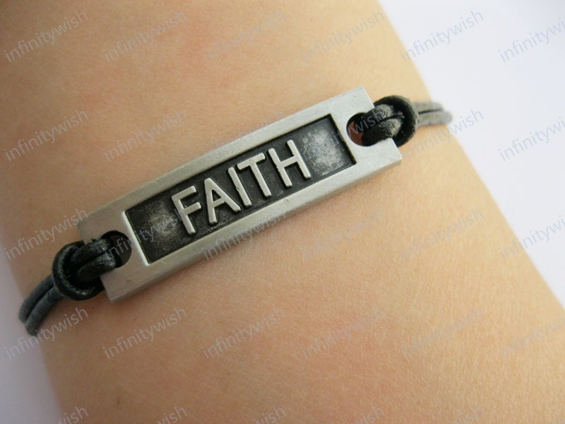Bracelet-Faith bracelet,Faith sign bracelet,real leather bracelet-Z711