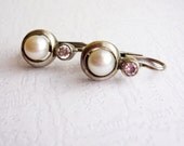 White Pearl Silver Jewelry, Earrings, Bridal Party Gift, White Classic Wedding, Edwardian Weddings, Free Shipping to EU, US, CAN