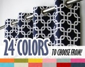 Grommet Top Curtain Panel in Gotcha Chain Link Geometric Print - Custom Color