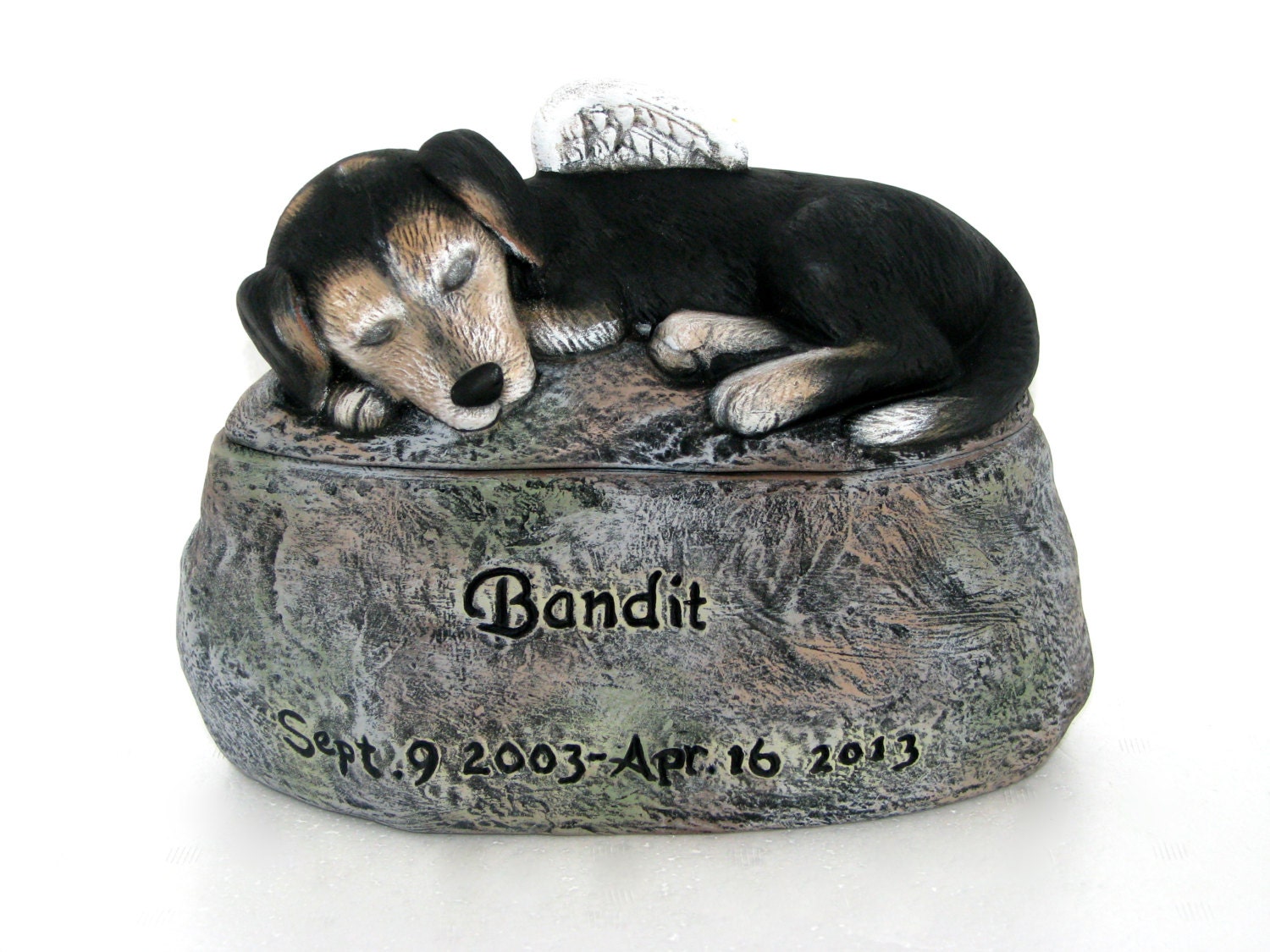 Ceramic Painted Dog Cremation Urn  -Pet hand made urn