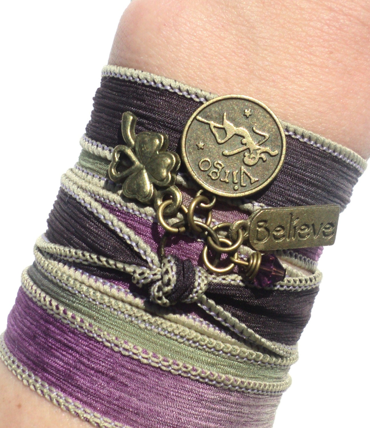 Pick Your Sign Zodiac Silk Wrap Bracelet Yoga Jewelry Virgo Beleive Unique Arm Band Gift For Her Birthday Mothers Day Under 50 Item Y133