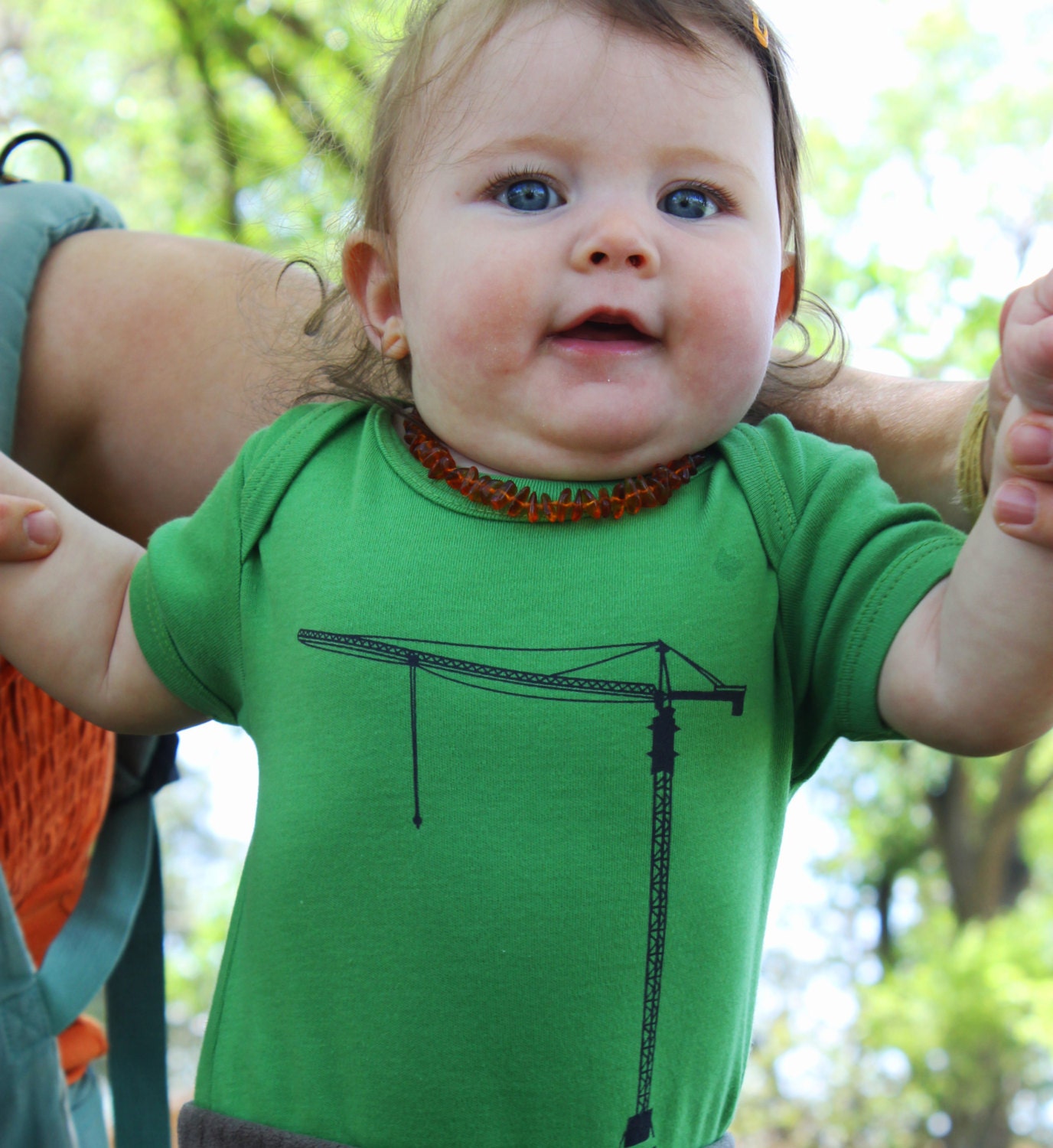 Sweet-As-Can-Be Crane bodysuit, 100% organic cotton