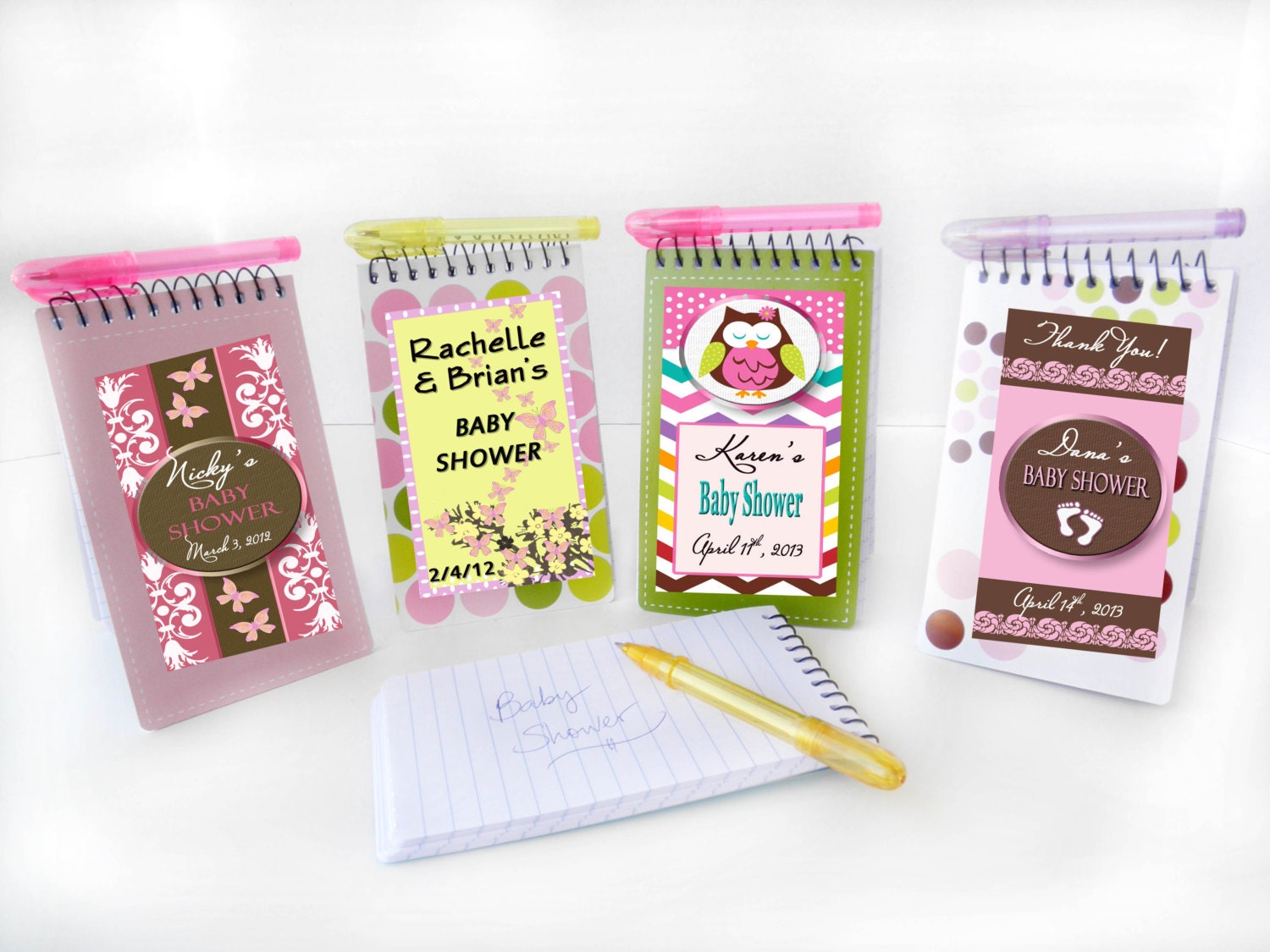 Items similar to Personalized Mini Notepads with pen Shower Favors Set