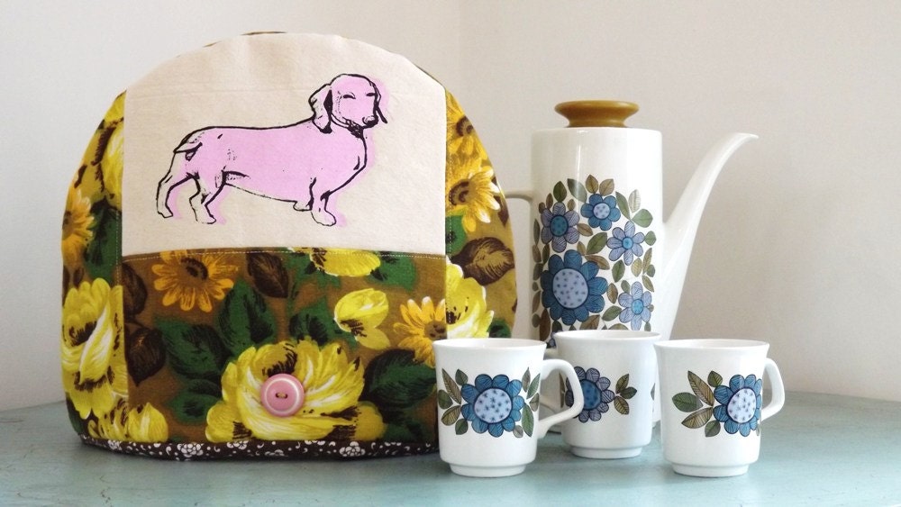 Screen Printed Sausage Dog Tea Cosy