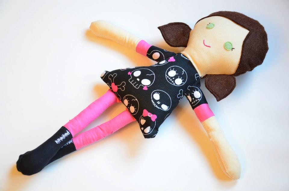 Custom Cloth Doll - Rag Doll Goth Girl- Waldorf Inspired