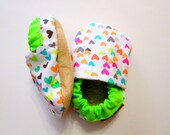 Heart shoes Bright hearts pink chevron girls shoes kids shoes pink hearts soft shoes baby booties multi color hearts rainbow baby