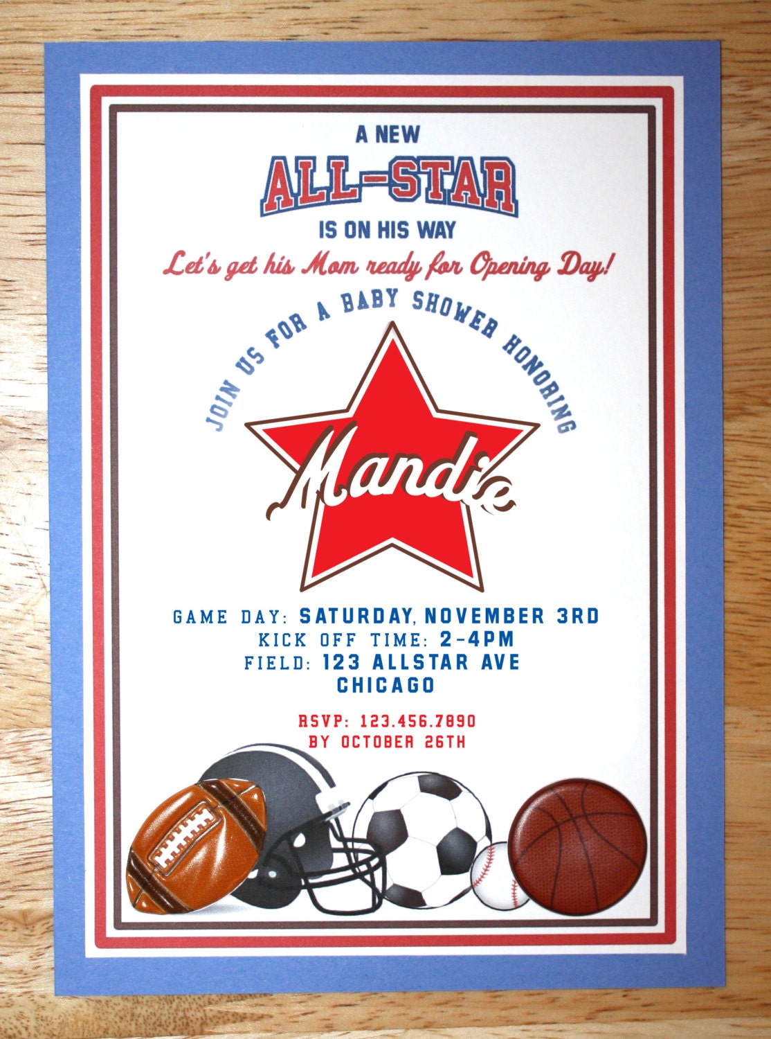 Custom All-Star Baby Shower Invitation