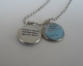 Double Sided Running Pendant Necklace World Map of Any Location Silver or Black Suede Chain