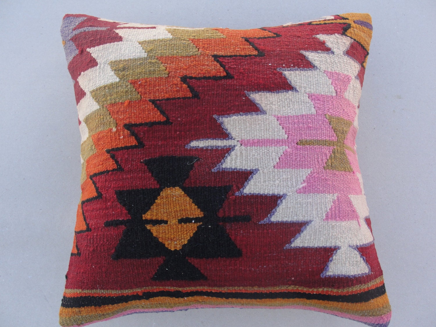 Modern Bohemian Home Decor,Turkish Kilim Pillow Cover 18" X 18",Tribal Pillow,Kilim Ebroidery Pillow,Vintage Kilim Pillow