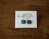 blue marbled glass studs