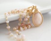 Pink Opal Necklace, Opal Pendant Necklace, Pink Necklace, Bezel Set Necklace, Gemstone Necklace