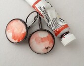 Abstract Brown Madder - Wearable Artwork Earrings  - Original Watercolor Paintings - One of a Kind