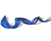 Blue Human hair extensions. 18" long, 1" wide. TWO clip in Pieces
