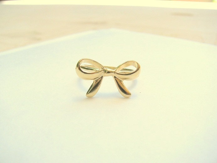 forget me knot ring, Bow ring, gold ring, thin delicate ring, best friends ring, size 6
