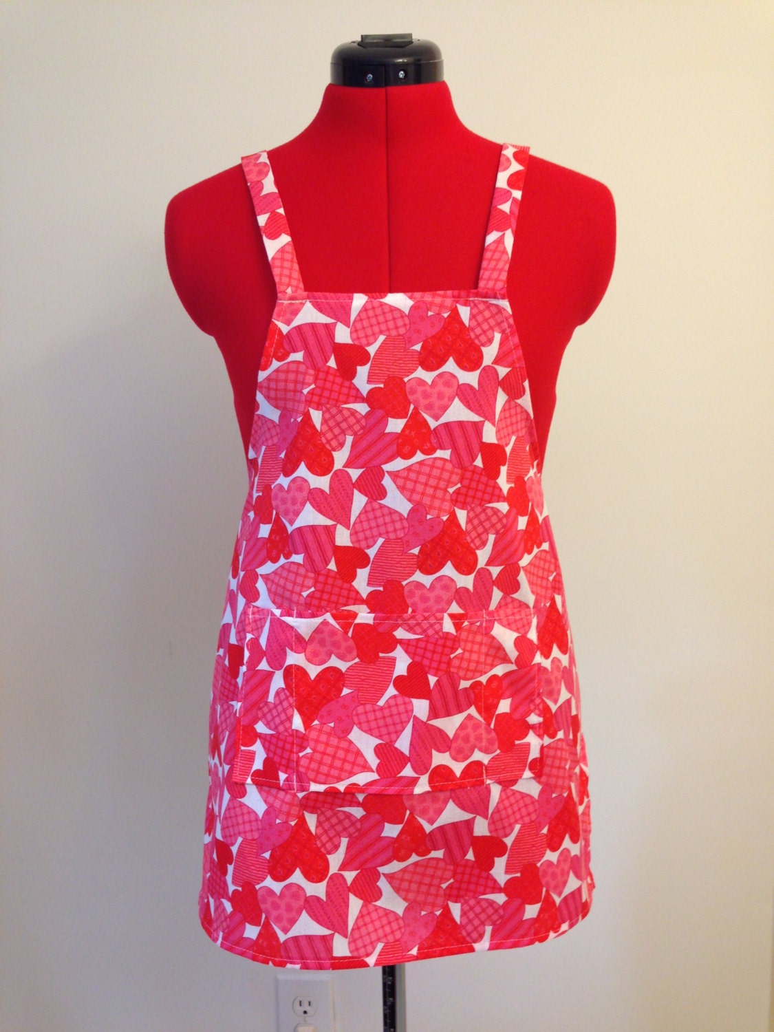 Kids Apron - Patterned Hearts Childrens Apron - Childs Apron - Kitchen Accessory