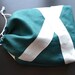 Linen Bread Bag - Teal and White - Large Bag