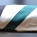 Linen Bread Bag - White, Teal and Navy Blue - Baguette Bag