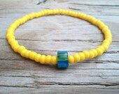 Blue and green striped chevron bracelet