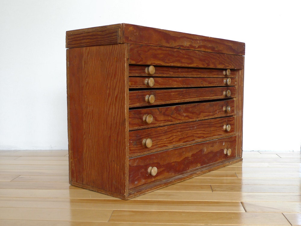 Rustic Wood Storage Unit - Vintage, Drawers, Box