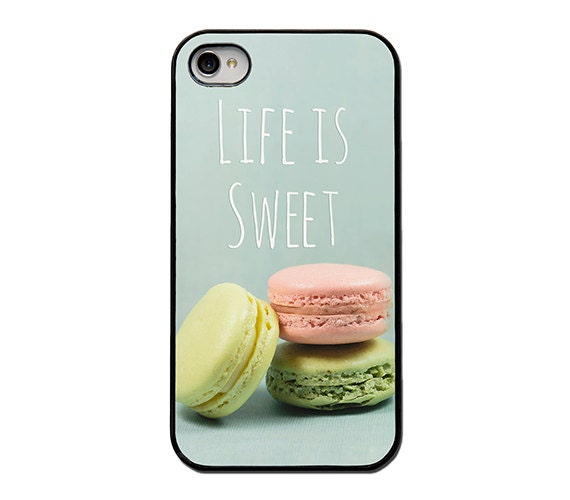 Quote Iphone case - Iphone 4 case - Iphone 5 case - life is sweet - macaron Iphone case - colorful macaron iphone case - girly case