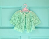 Vintage Handmade Sea Foam Crocheted Baby Sweater 3-6 Months
