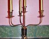 Miniature MID CENTURY Modern CANDELABRA Made in Sweden brass with gold candles 1950s vintage