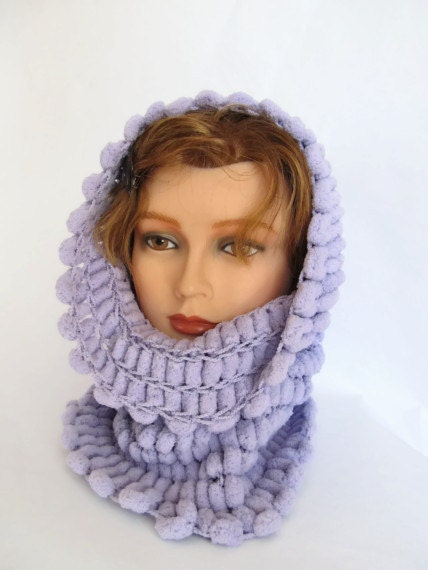 Delicate Wisteria Knitted Soft Scarf Cowl Neckwarmer Men Women under 50 Warm Cowl Neckwarmer OOAK