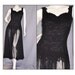 Vintage 80s JESSICA MCCLINTOCK Sheer Draped Party Dress Black Lace Corset Bodice Cocktail Dress 27"w
