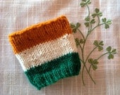 Irish Flag Cup Cozy, Reuseable, Hand Knit Sleeve for Hot Beverage, Tea, or Coffee - St. Patrick's Day Gift