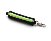 Lip Balm Holder, key chain pouch - Black with Neon Lime Zipper