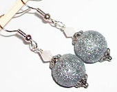 Silver sparkly bead bride bridesmaid wedding jewelry earrings-affordable gift unique modern mothers day beaded bead