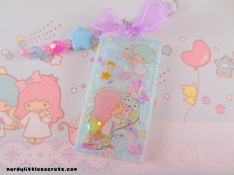 Pastel Little Twin Stars Music Keychain