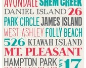 Charleston, SC Typography Poster No. 2 - Beach Colors