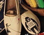 Limited Time Sale Banksy Stencil Graffiti inspired custom Painted TOMS Artwork and Shoes Included