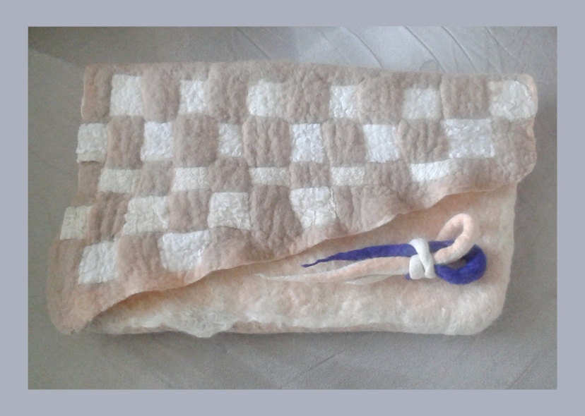Large Clutch Purse Hand Felted Woven Technique with Nuno Felted Accents