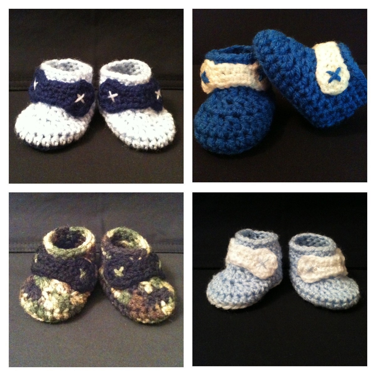 Little Strap Booties- YOUR color choice- Fits Newborn to 3 Months - Hand Crochet Booties
